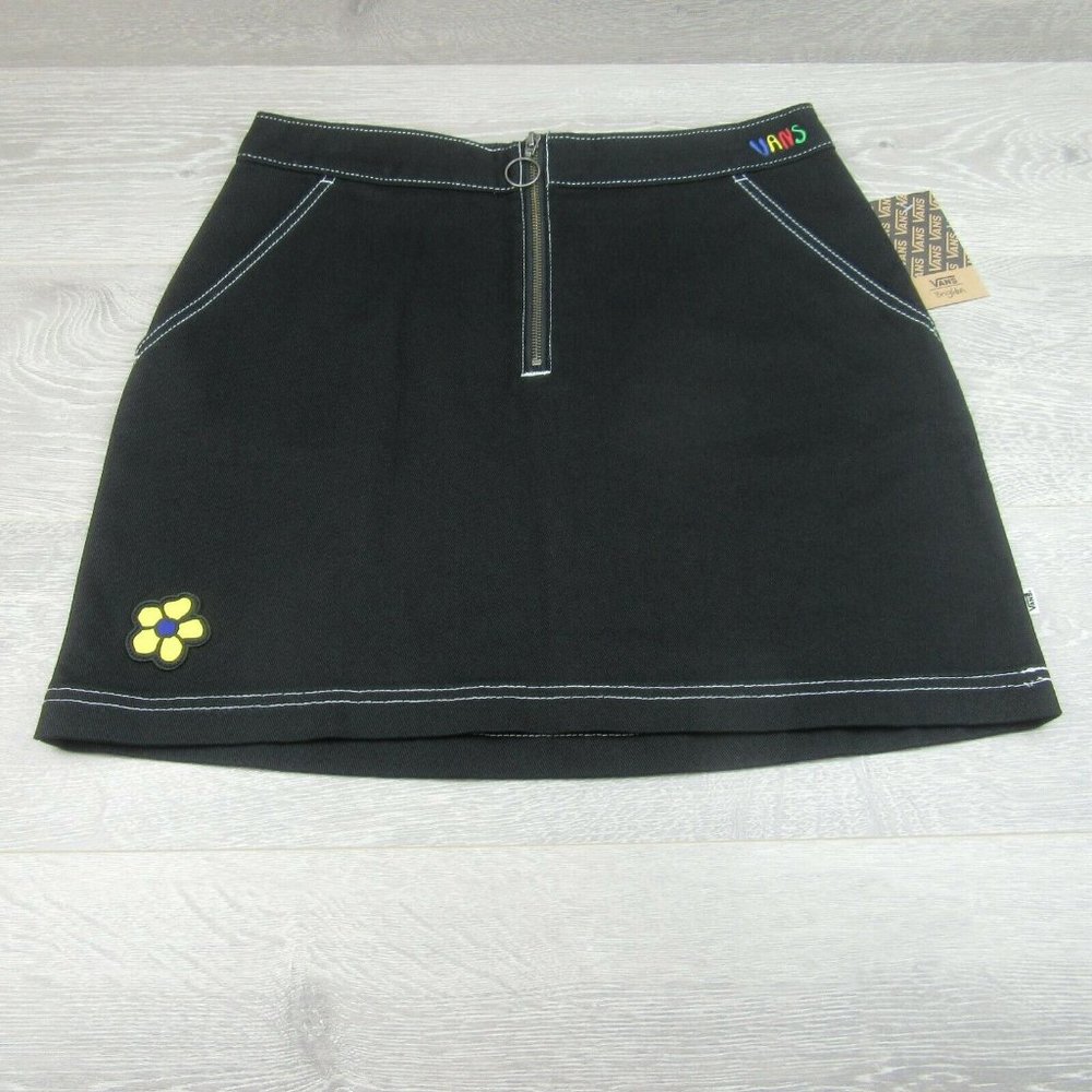 VANS Brighton Womens Denim Black Mini Skirt Size L - Picture 3 of 11